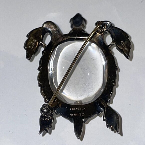 Crown Trifari Alfred Philippe Sterling Silver Jelly Belly Turtle Brooch Pin Read - Picture 2 of 16